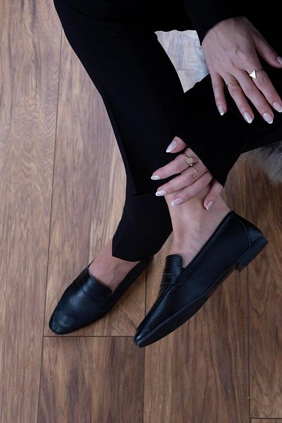 sovrana Black Real Leather Moccasin - Inside and Outside Design