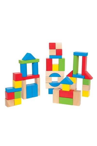 Hape Maple Blocks | 50-Piece Wooden Building Block Set for Creative Play and Learning | Assorted Sha