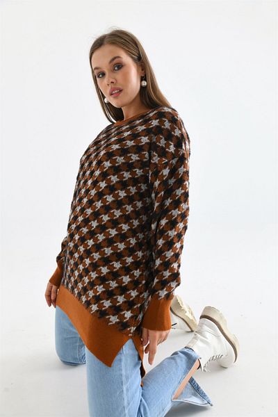 FTZ WOMEN Γυναικεία μπλούζα με σχέδιο Houndstooth 20044