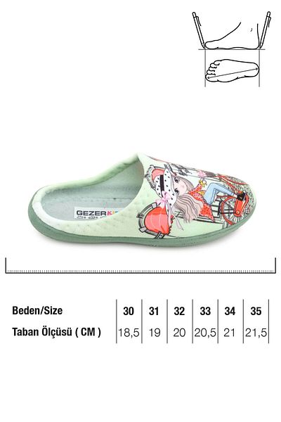 GEZER Kız Çocuk Kışlık Tasarım Rahat Sessiz Taban Gondol Ev Bahçe Terlik