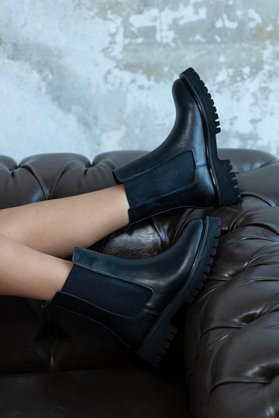 sovrana Rubber Detailed Genuine Leather Boots Black