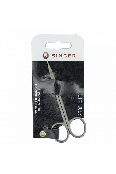 SİNGER 4 Inch Titanium Embroidery Scissors - Curved Tip
