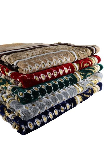 ALEYNA KADİFE Colorful Velvet Prayer Rug Set - 400 Gr, 5 Pieces