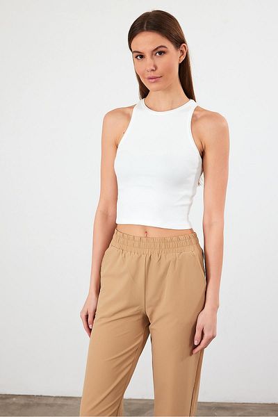 VENA Γυναικείο μονόχρωμο μπλουζάκι Sandra Ivory Halter Top Crop