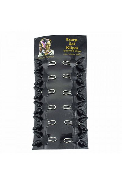 Turgut Brode 12 Pieces Black Scarf Shawl Clip