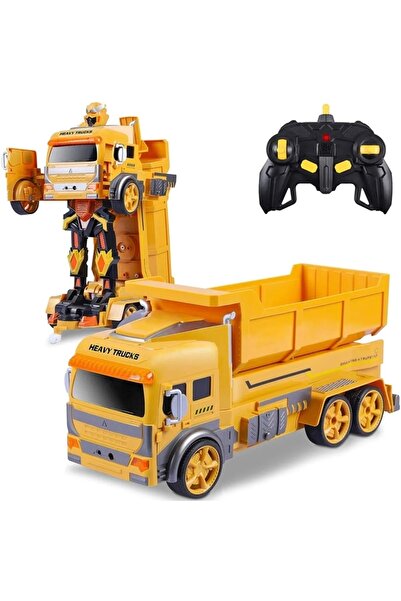 Genel Markalar Çocuk R/c Uzaktan Kumandalı Sensörlü Şarjlı Robota Dönüşen Inşaat Kamyonu
