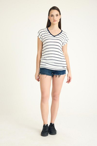 COTENCONCEPT Ριγέ με λαιμόκοψη - Mercerized Flowy T-Shirt