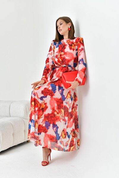 FTZ WOMEN Kadın Desenli Elbise Mercan 30842