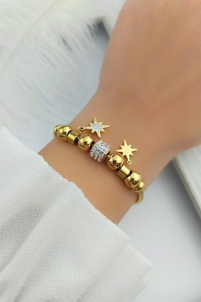 Çlk Accessories Star Figured Steel Bracelet - Northern Trbilek7856