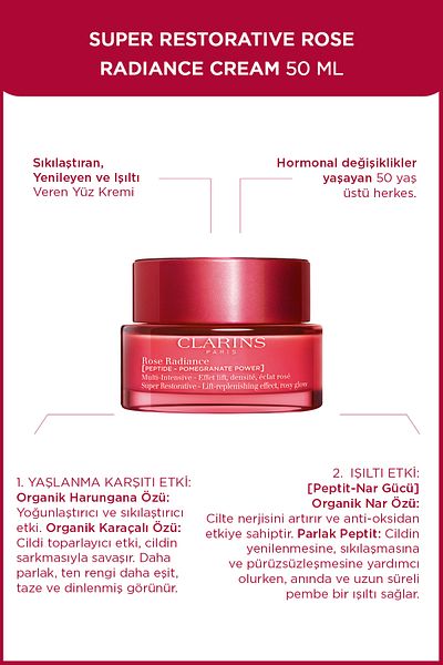 Clarins Super Restorative Rose Radiance Cream 50 Ml- Anti-Aging Day Cream with Pink Tone