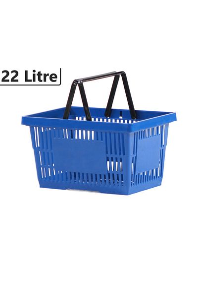Marketix Coș de mână pentru cumpărături din plastic albastru de 22 litri