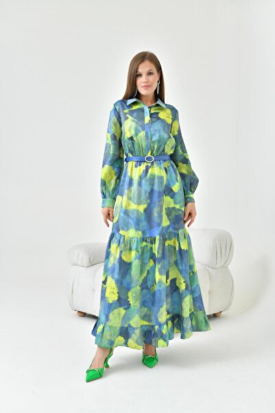 FTZ WOMEN Kadın Desenli Elbise Sarı 30852