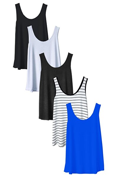 COTENCONCEPT 5 Pieces A-Line Comfortable Fit Basic Thick Strap Athlete T-Shirt