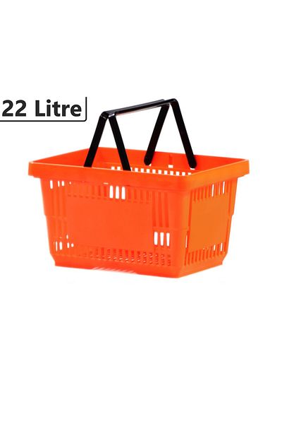 Marketix Orange 22 Liter Plastic Shopping Hand Basket, Lightweight and Durable Design