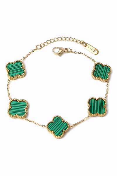 Çlk Accessories Double Sided Steel Pearlescent Clover Bracelet Model
