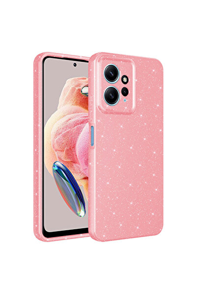 zore Redmi Note 12 4G Kılıf Kamera Korumalı Simli Lüks Zore Koton Kapak - Pembe