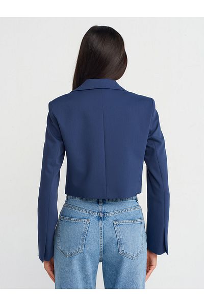 Dilvin 60744 Blazer crop dublu indigo - cu nasturi