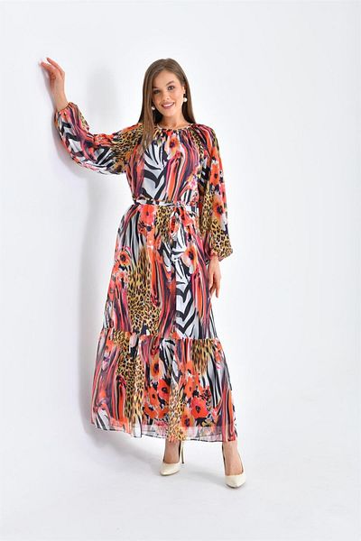 FTZ WOMEN Rochie de damă din șifon cu imprimeu Coral 30499