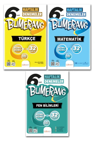 Günay Yayınları 2025 6. Sınıf Türkçe Matematik Fen Bilimleri Bumerang Haftalı...