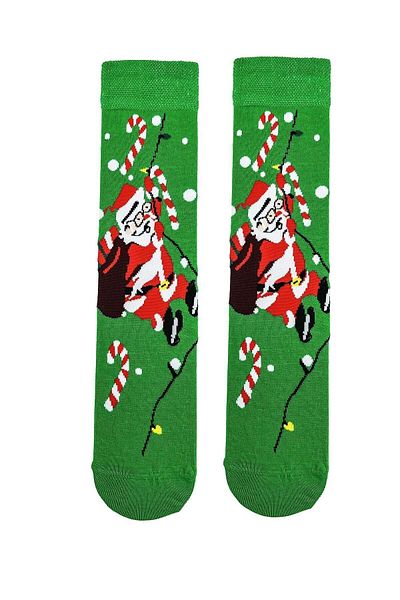CARNAVAL SOCKS Забавен коледен чорап със зелен модел на Дядо Коледа