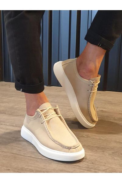 Aymood SLW170 Tornado - Pantofi sport pentru bărbați din piele intoarsa, cu siret, Casual Classic, BT Cream