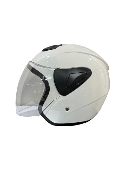 Sway Xbyc 633 Solıd Şeffaf Vizörlü Yarım Motosiklet Scooter Kaskı L Beden Beyaz