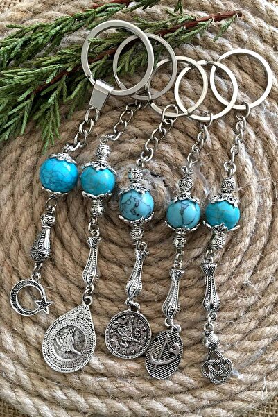 TESBİHKENTİ 5 Τεμάχια Μπρελόκ από Πέτρα Τυρκουάζ