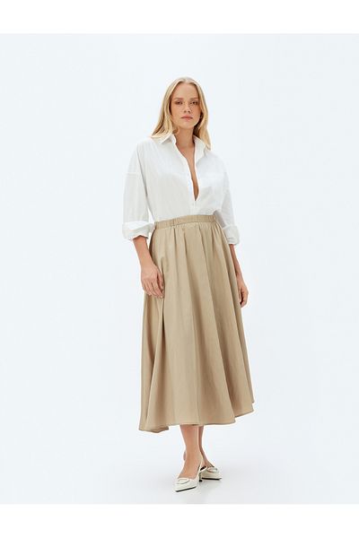 Koton Standard Waist Long Flared Skirt - Loose Fit