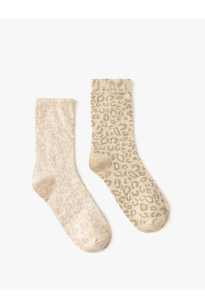 Koton Set of 2 Socket Socks Multicolored Leopard Pattern