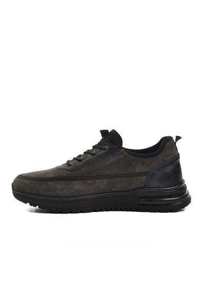 AYAKMOD 241548 Ανδρικά παπούτσια casual από γνήσιο δέρμα Nubuck σε γκρι χρώμα