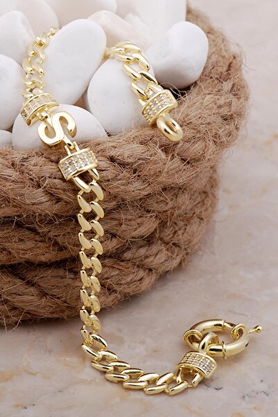 Sümer Telkari S Harfli Gurmet Altın Yaldızlı Gümüş Bileklik 4042