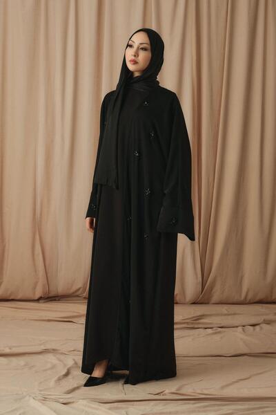 ELF PRIVE MIDNIGHT FLORAL ABAYA-SİYAH