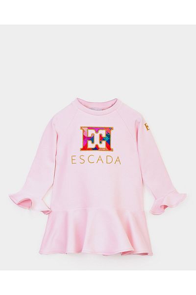 Escada Powder Children's Dress with Logo Ruffle Detail