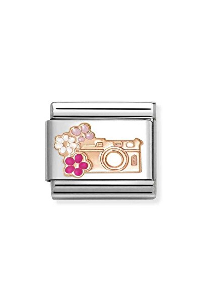 NOMİNATİON Composable Classic SYMBOLS steel, enamel and 9k rose gold Camera w...