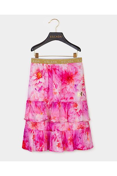 Escada Floral Patterned Pink Children's Skirt with Floor Detail