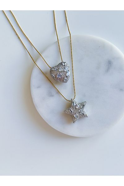 CHARMLUCKY Steel Heart-Star Mix Pendant Combin