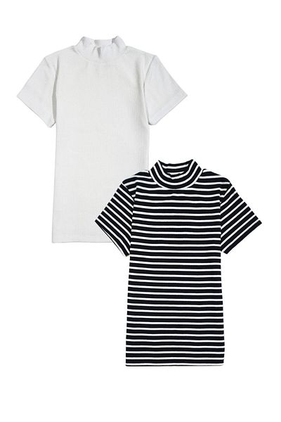 COTENCONCEPT Set de tricou cu mânecă scurtă pentru guler 2 buc