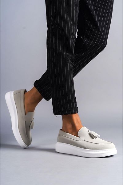 Aymood SLW154 Blaze Pantofi de piele intoarsa pentru barbati - fara sireturi si ciucuri gri