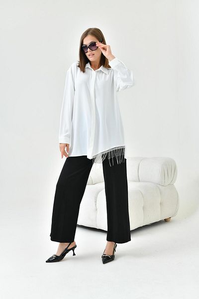 FTZ WOMEN Women's Stone Detailed Shirt Ecru 30800