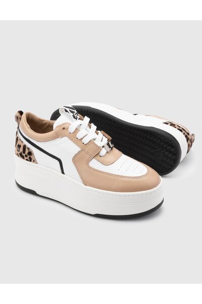 İLVİ Kato Genuine Leather Thai Feather Women's Beige Sneakers