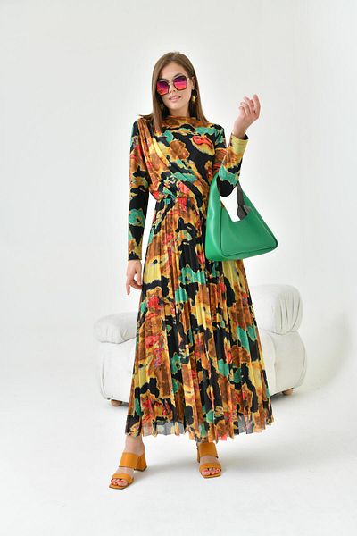 FTZ WOMEN Women's Yellow Patterned Dress - 30842
