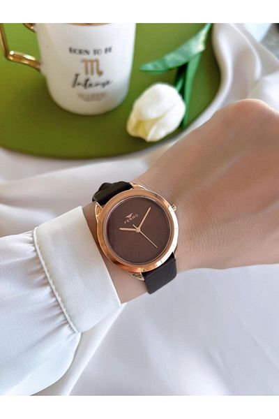 FERRO 3 Atm Water Resistant Leather Band Women's Wristwatch and Bracelet Set - Ion Plated Case Bf001C1-R