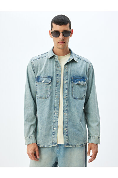 Koton Leichte Indigo-Jacke für Erwachsene für Herren – 5WAM50009ID