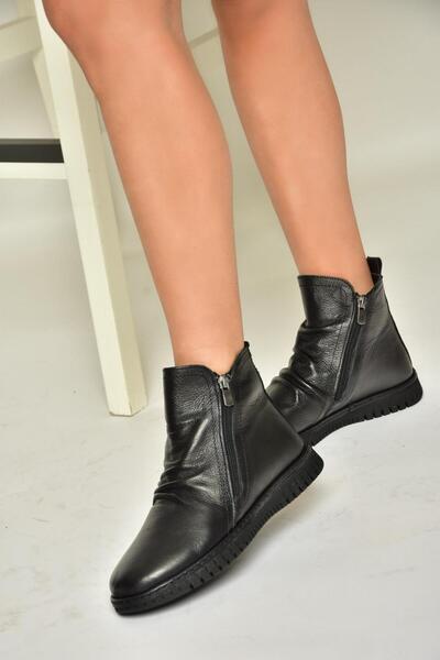 Fox Shoes T555366303 Siyah Hakiki Deri Comfort Ortopedik Taban Kadın Bot