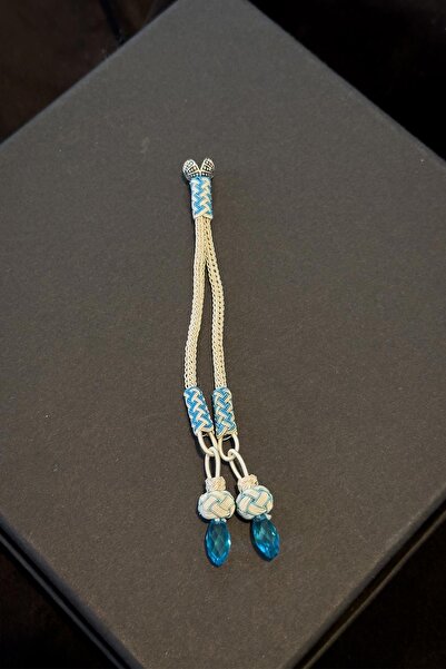 TESBİHKENTİ 2 τεμάχια Λευκή πέτρα Aqua Green Detailed Kazaz Tassel