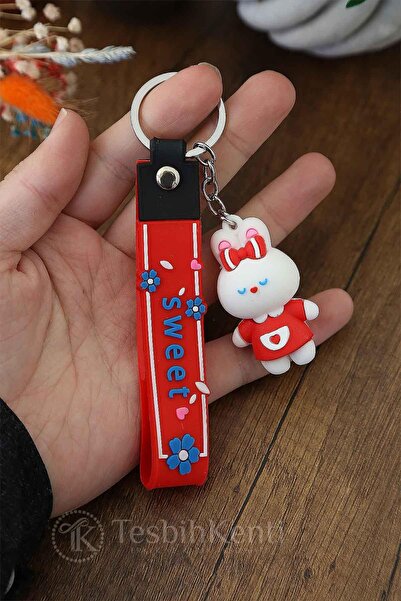 TESBİHKENTİ Μπρελόκ σιλικόνης σε κόκκινο χρώμα με γλυκιά γραφή