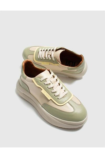 İLVİ Pruitt Genuine Leather Women's Green Beige Sneakers
