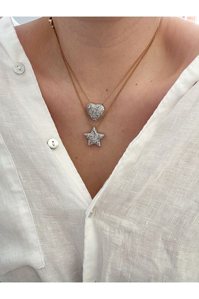 CHARMLUCKY Steel Heart-Star Mix Pendant Combin