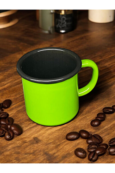 qussine Enameled 350 ml Red Green Corded Cup and Camper Mug