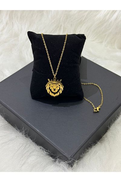 Hediyedukkani Steel Lion Figure Necklace